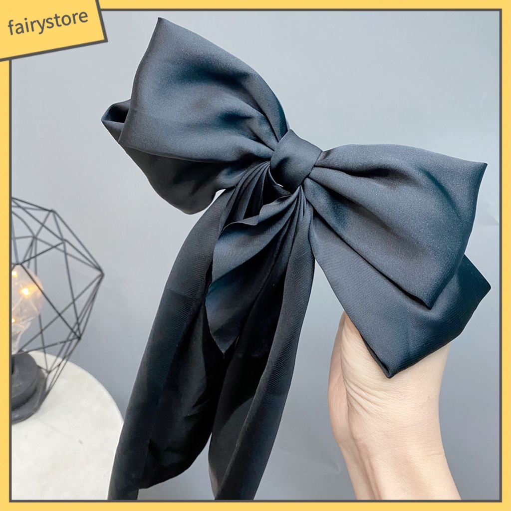 Kẹp Tóc Nơ Ruy Băng Satin Co Giãn Tốt Phong Cách Hàn Quốc Cho Bé Gái