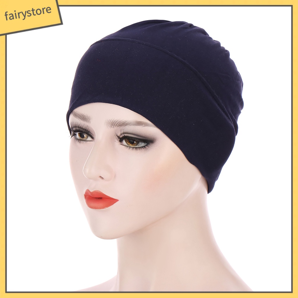 Mũ Turban Trùm Đầu Co Giãn Màu Trơn Cho Nữ