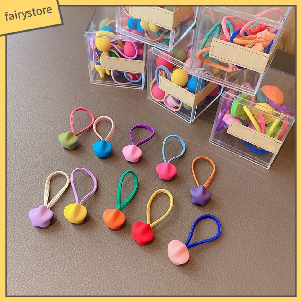 Set 10 Dây Cột Tóc Cao Su Hình Ngôi Sao Năm Cánh Màu Sắc Kẹo Ngọt Xinh Xắn