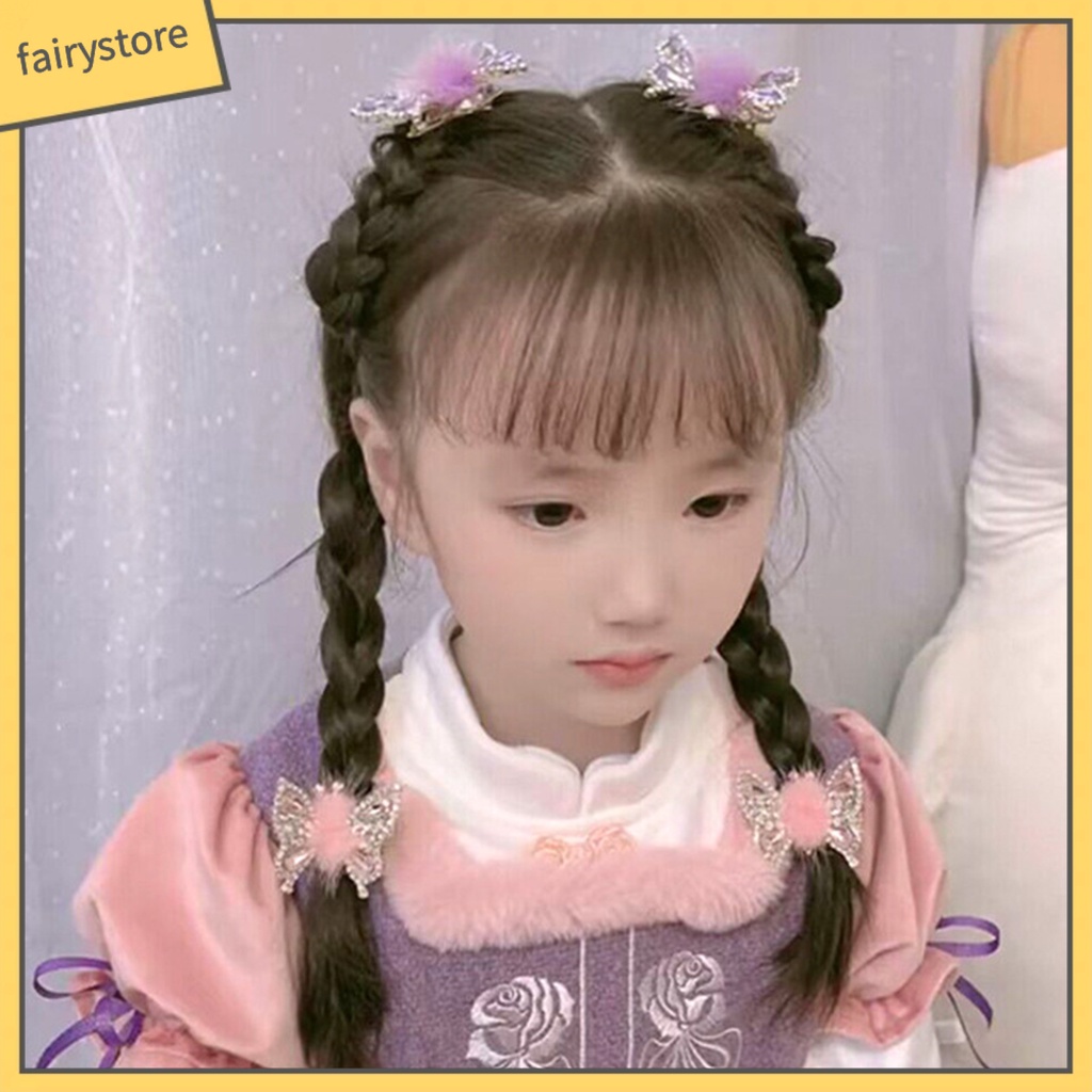 Kẹp Tóc Hình Bướm Bằng Kim Loại Trang Trí Bóng Lông Cho Nữ