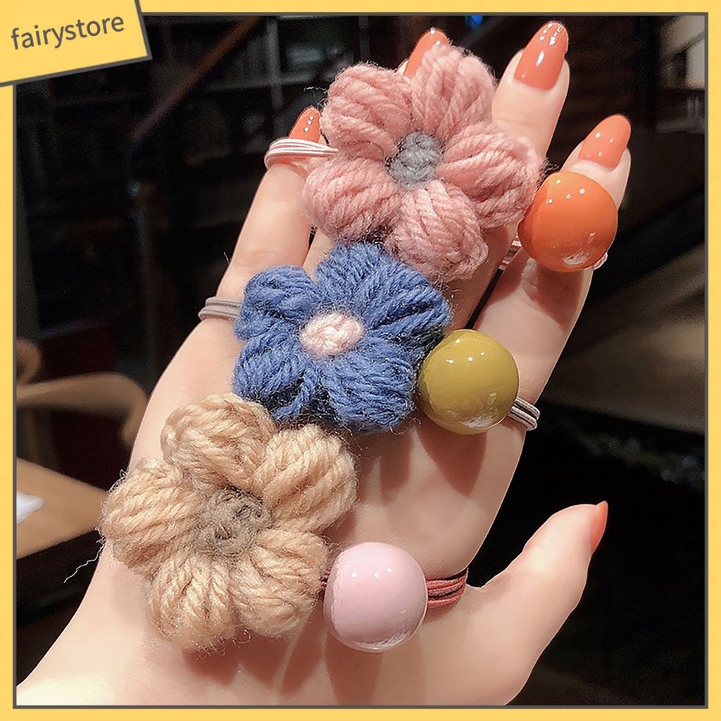 Dây Cột Tóc Co Giãn Mềm Mại Đính Hoa Dễ Thương Cho Bé Gái