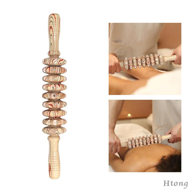 Dụng Cụ Lăn Mát Xa Cơ Bụng / Cơ / Đùi / Chân Cầm Tay 9 Bánh Xe Bằng Gỗ Chuyên Nghiệp Đa Năng Thích Hợp Làm Quà Tặng Cho Nam Và Nữ