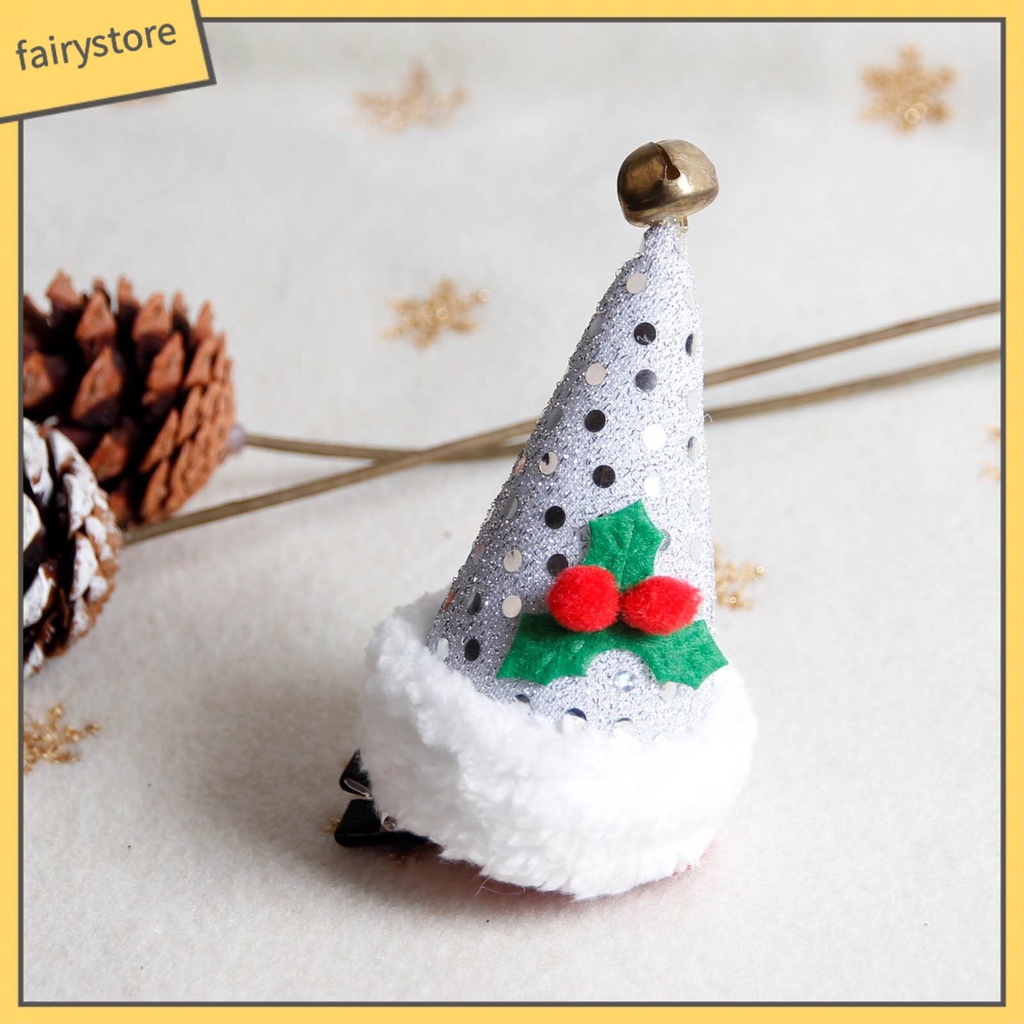 Kẹp Tóc Hình Nón Giáng Sinh Màu Đỏ / Xanh Lá / Trắng Chống Rơi Thoải Mái Thích Hợp Làm Quà Tặng