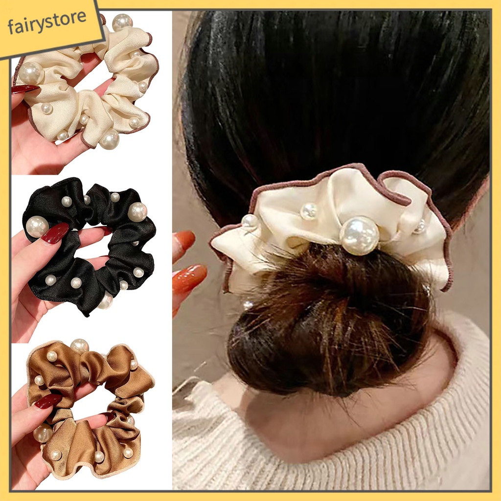 Dây Cột Tóc Co Giãn Đính Ngọc Trai Giả Thanh Lịch Dành Cho Nữ