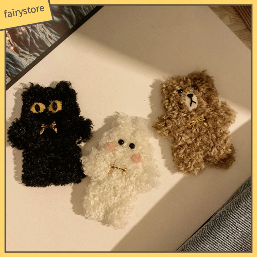 Kẹp Tóc Hình Gấu / Thỏ Bông Mềm Mại Gọn Nhẹ Không Trượt Cho Bé