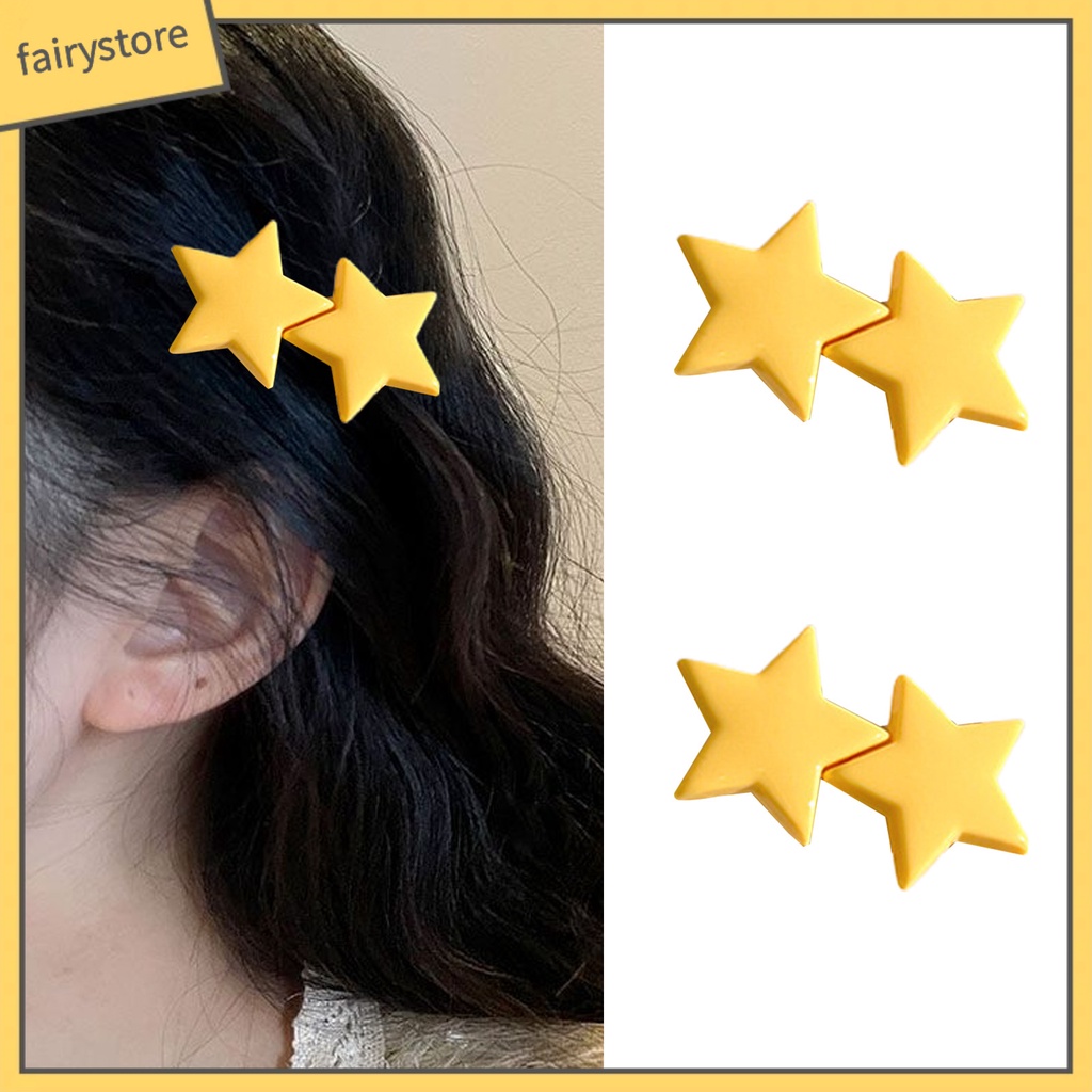 Kẹp Tóc Ngôi Sao Màu Vàng Bằng Thép Không Gỉ Co Giãn Chống Trượt Cho Bé Gái
