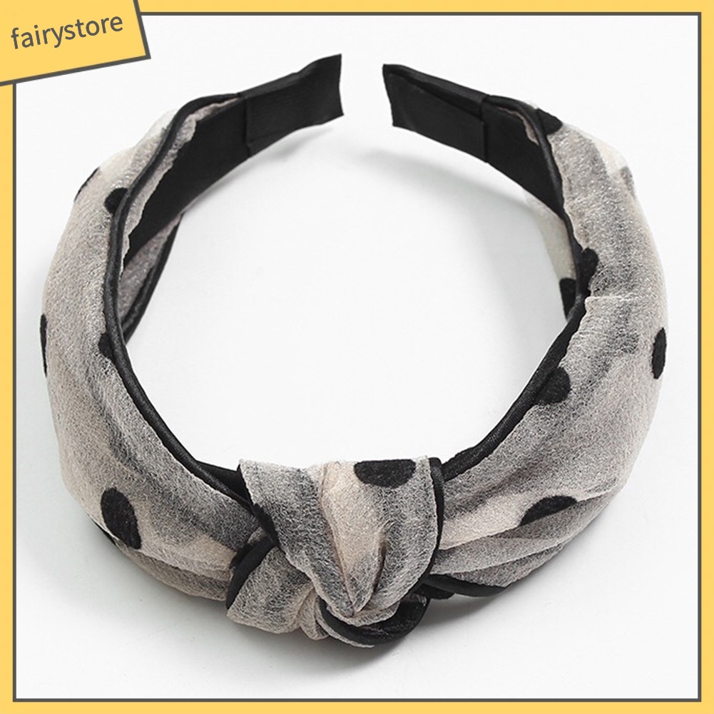 Băng Đô Cài Tóc Kiểu Thắt Nút Họa Tiết Chấm Bi Phong Cách Cổ Điển Cho Nữ