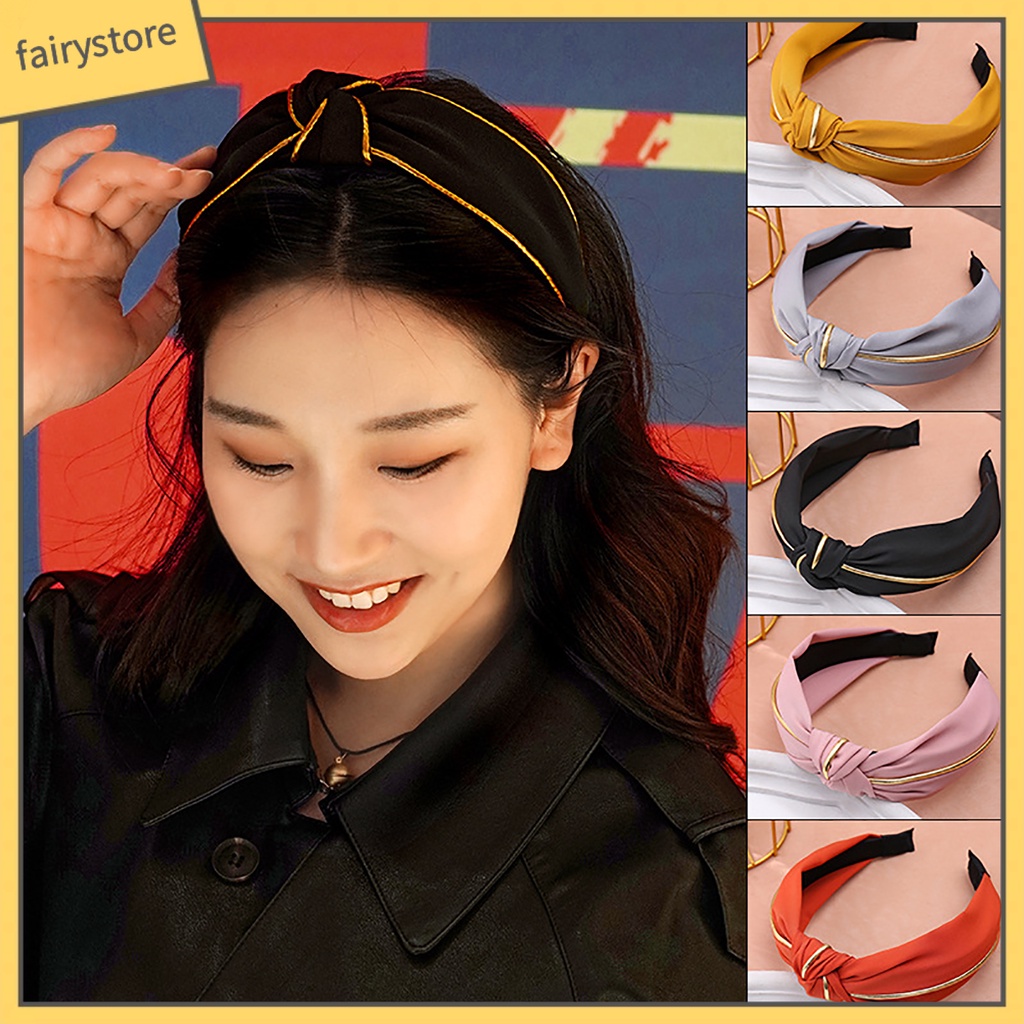 Băng Đô Cài Tóc Bản Rộng Thiết Kế Thắt Nút Đơn Giản Cho Nữ