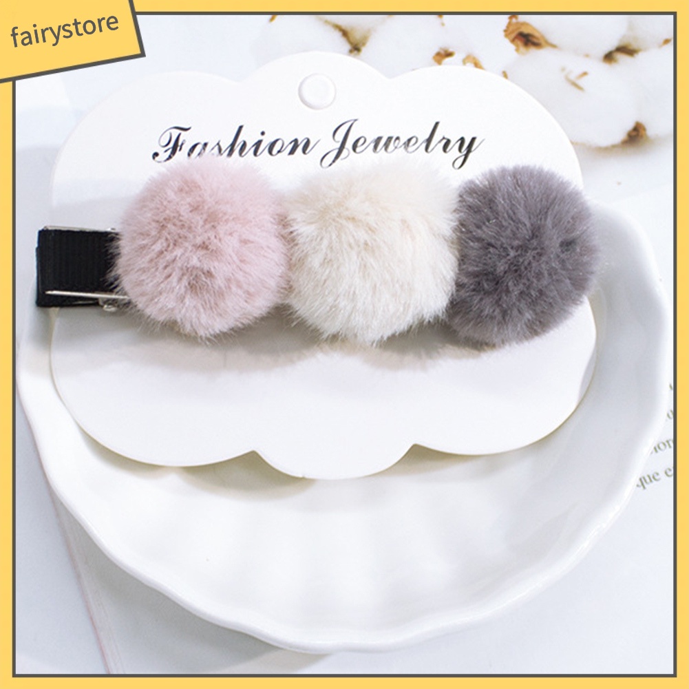 1 Kẹp Tóc Đính Bóng Xù Thời Trang Cho Nữ