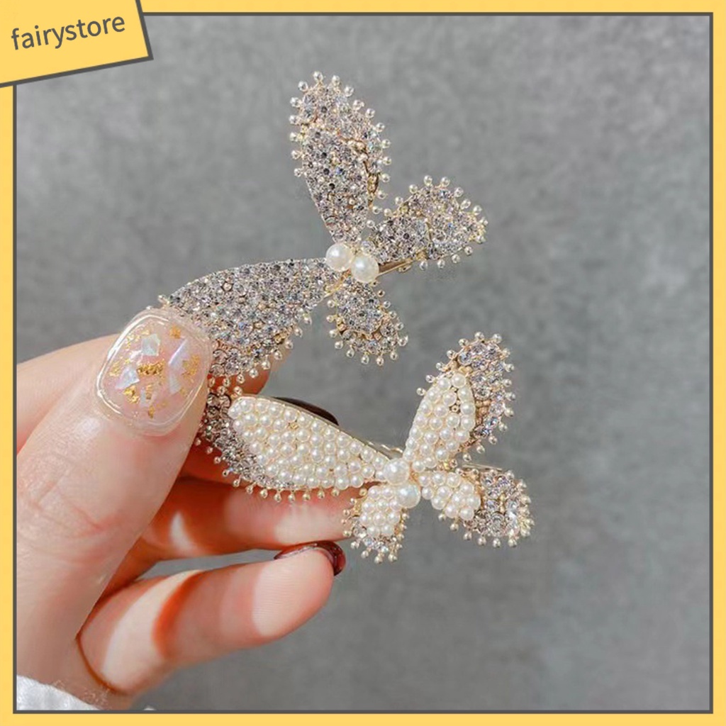 Kẹp Tóc Hình Nơ Đính Ngọc Trai Giả Lấp Lánh