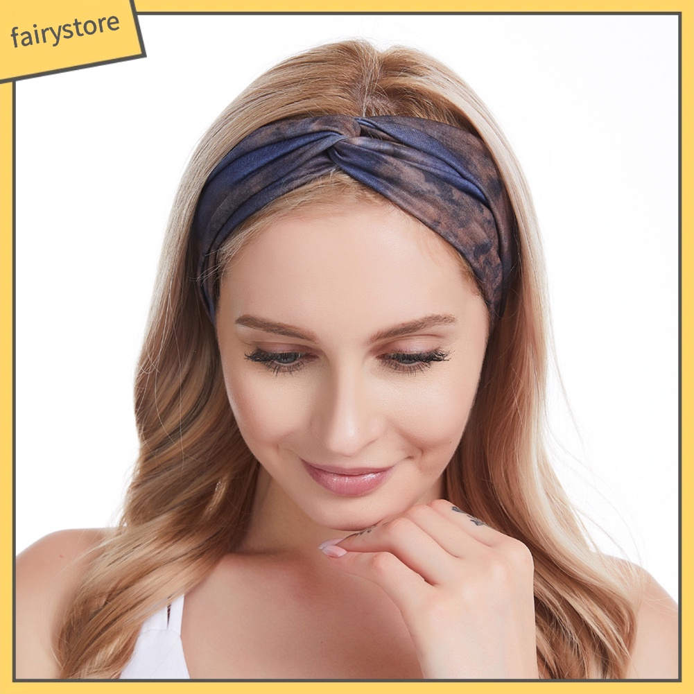 Băng Đô Cài Tóc Co Giãn Họa Tiết Màu Nhuộm Phong Cách Boho Thời Trang Cho Nữ