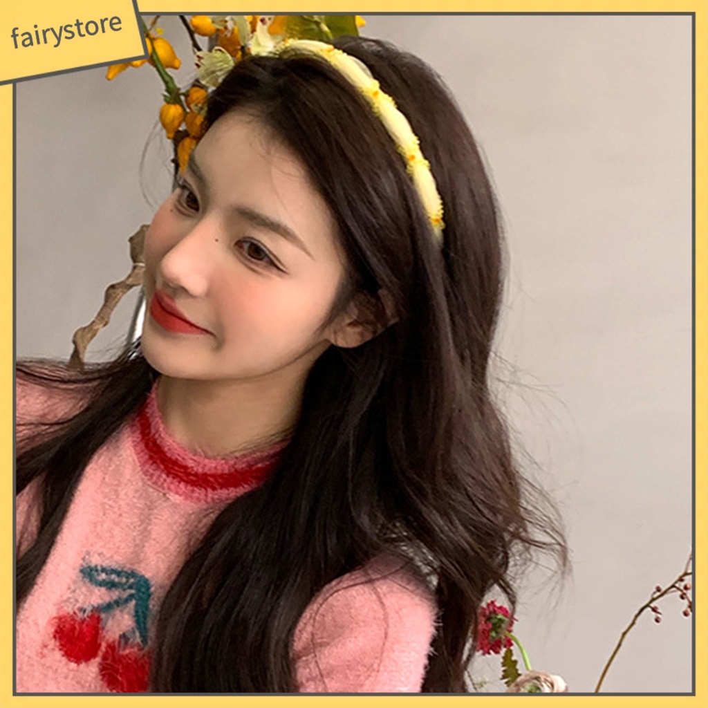 Băng Đô Cài Tóc Đính Hạt Và Lưới Màu Sắc Đơn Giản Phong Cách Hàn Quốc