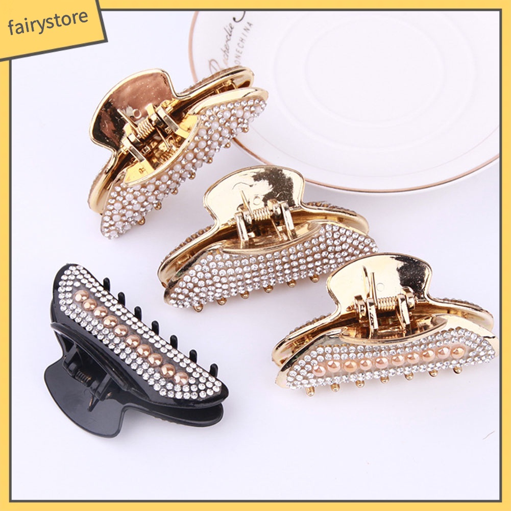 Kẹp Tóc Đính Đá Và Ngọc Trai Giả Thanh Lịch Dành Cho Nữ