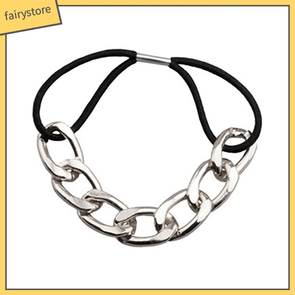 Dây Cột Tóc Chuỗi Xích Kim Loại Co Giãn Phong Cách Hàn Quốc Cho Nữ