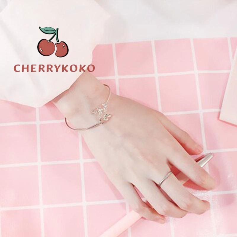 🍒🍒CHERRYKOKO Vòng tay hở hình chiếc lá thời trang Hàn Quốc cho nữ