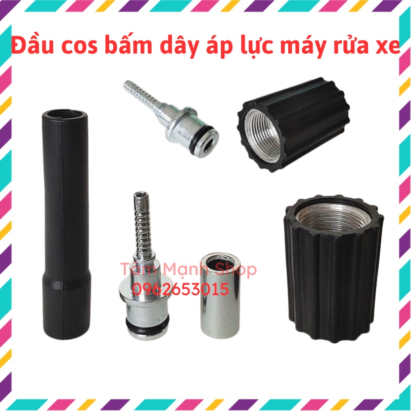 Đầu cos bấm dây áp lực máy rửa xe, Đầu cos ren trong 22mm cho dây rửa xe áp lực cao loại 1