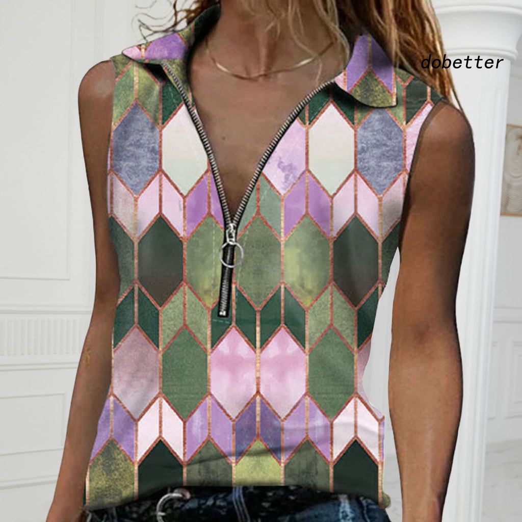 [DO] Áo Tank Top Mỏng Cổ Bẻ Sát Nách Phối Khóa Kéo Trang Trí Hình Thoi Màu Sắc Thời Trang Mùa Hè Dành Cho Bạn Nữ