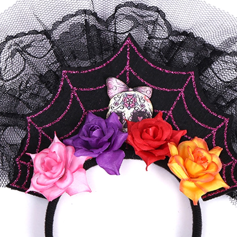 Flgo Băng Đô Hóa Trang Halloween Hình Đầu Lâu Nhện Phối Ren Hoa