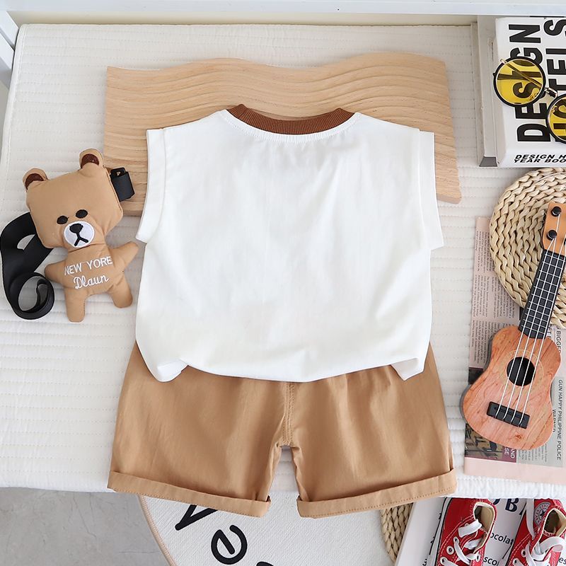 Set Đồ Mùa Hè Hai Món Gồm Áo Sát Nách In Họa Tiết Hoạt Hình Hợp Thời Trang Cho Bé Trai