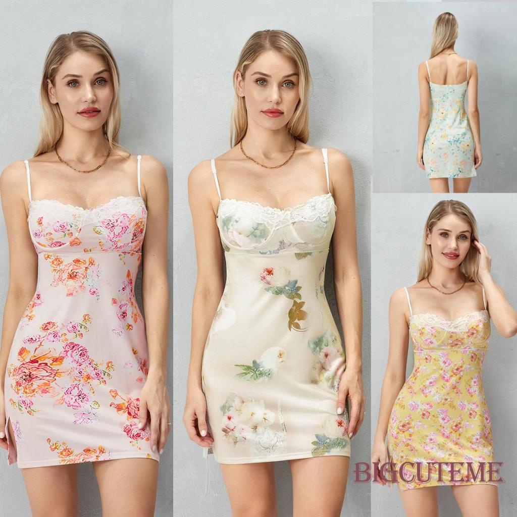 Đầm Hai Dây Hở Lưng In Hoa Thời Trang Mùa Hè Cho Nữ