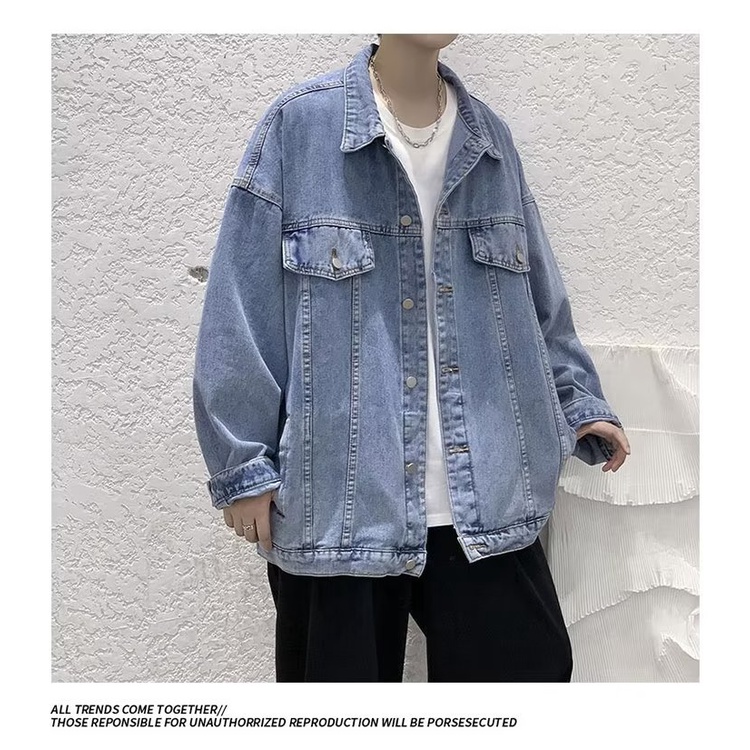 Áo Khoác Denim Dáng Rộng Phong Cách Retro Mỹ Thời Trang Xuân Hè Cho Nam Giới