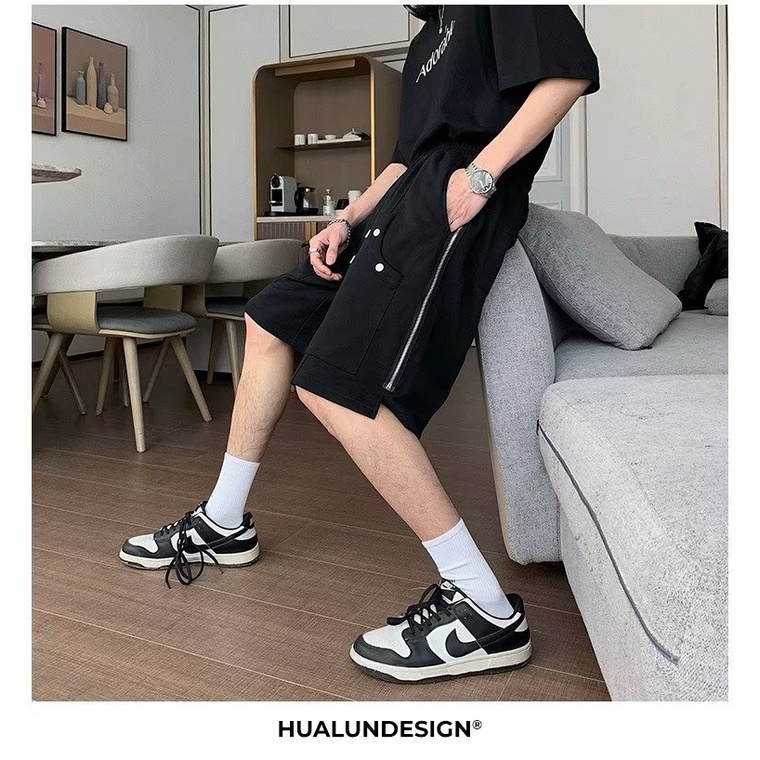 Quần Lửng Thể Thao Dáng Rộng Màu Đen Thời Trang Mùa Hè Cá Tính Cho Nam