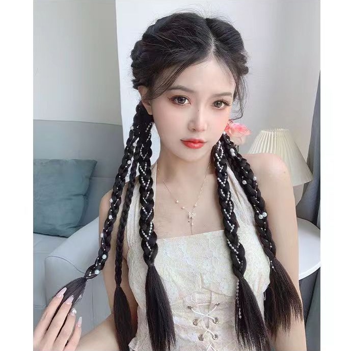 Dây Buộc Tóc Giả Thắt Bím Dài Thời Trang Cho Nữ CHLINS