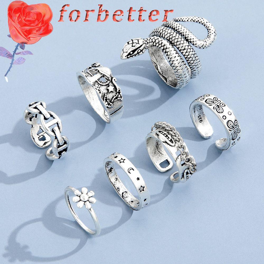 Bộ 7 Nhẫn Hình Rắn Bằng Hợp Kim Phong Cách Gothic Thời Trang Cho Cặp Đôi / Bộ 4 Cái