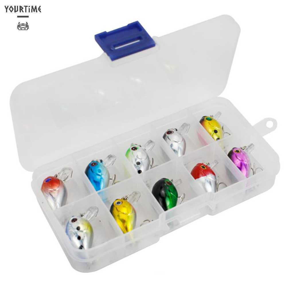 Set 10 Mồi Giả Nhử Cá Bằng Nhựa Gắn Kèm Móc Câu