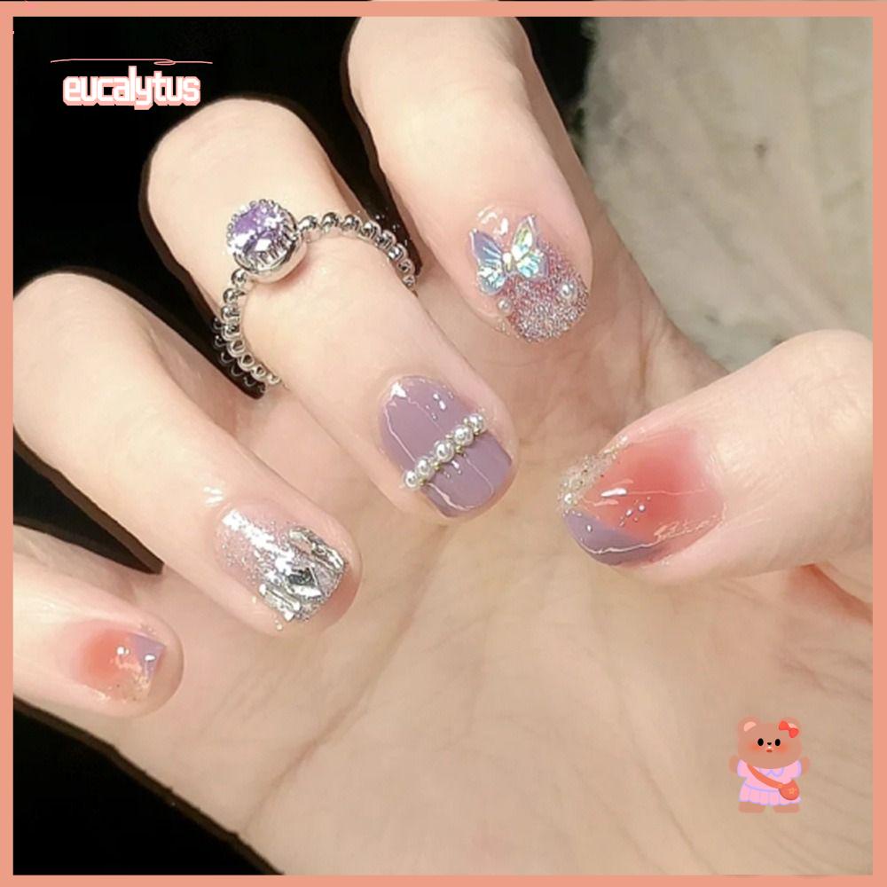 Móng Tay Giả Có Thể Tháo Rời Dạng Nhấn Hình Bướm DIY