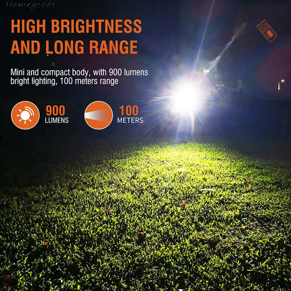 Móc Khóa Đèn Pin LED Mini 900LM 500mAh Sạc USB Tiện Dụng