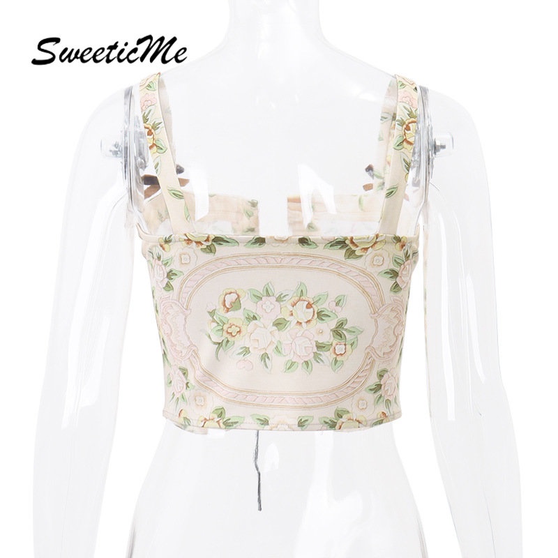 Áo Tank Top Dáng Ôm In Họa Tiết Đính Nơ Thời Trang 2023 Quyến Rũ Cho Nữ