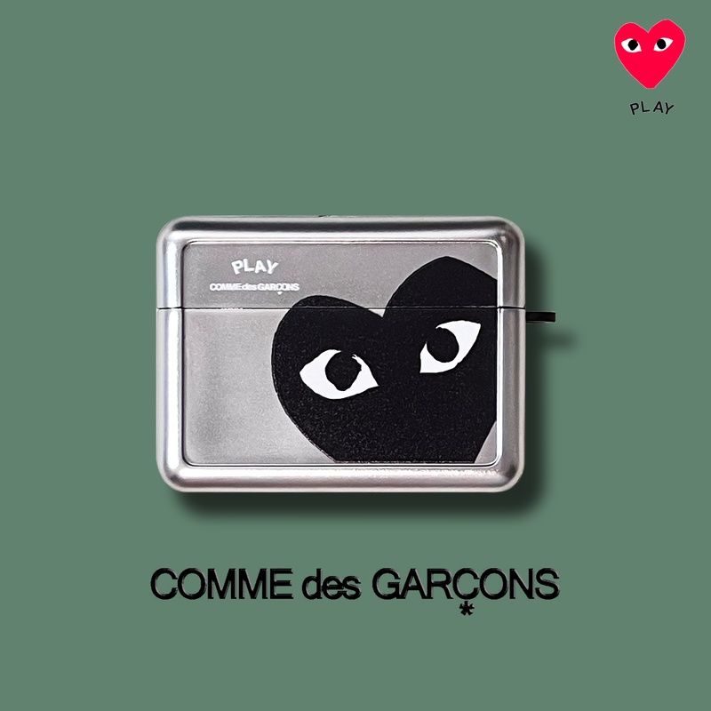 Vỏ Bảo Vệ Hộp Sạc Tai nghe không dây AirPods 1 / 2 gen3 Pro2 2022 Mạ Điện Họa Tiết Trái Tim CDG Màu Đen Có Móc Treo Tiện Dụng