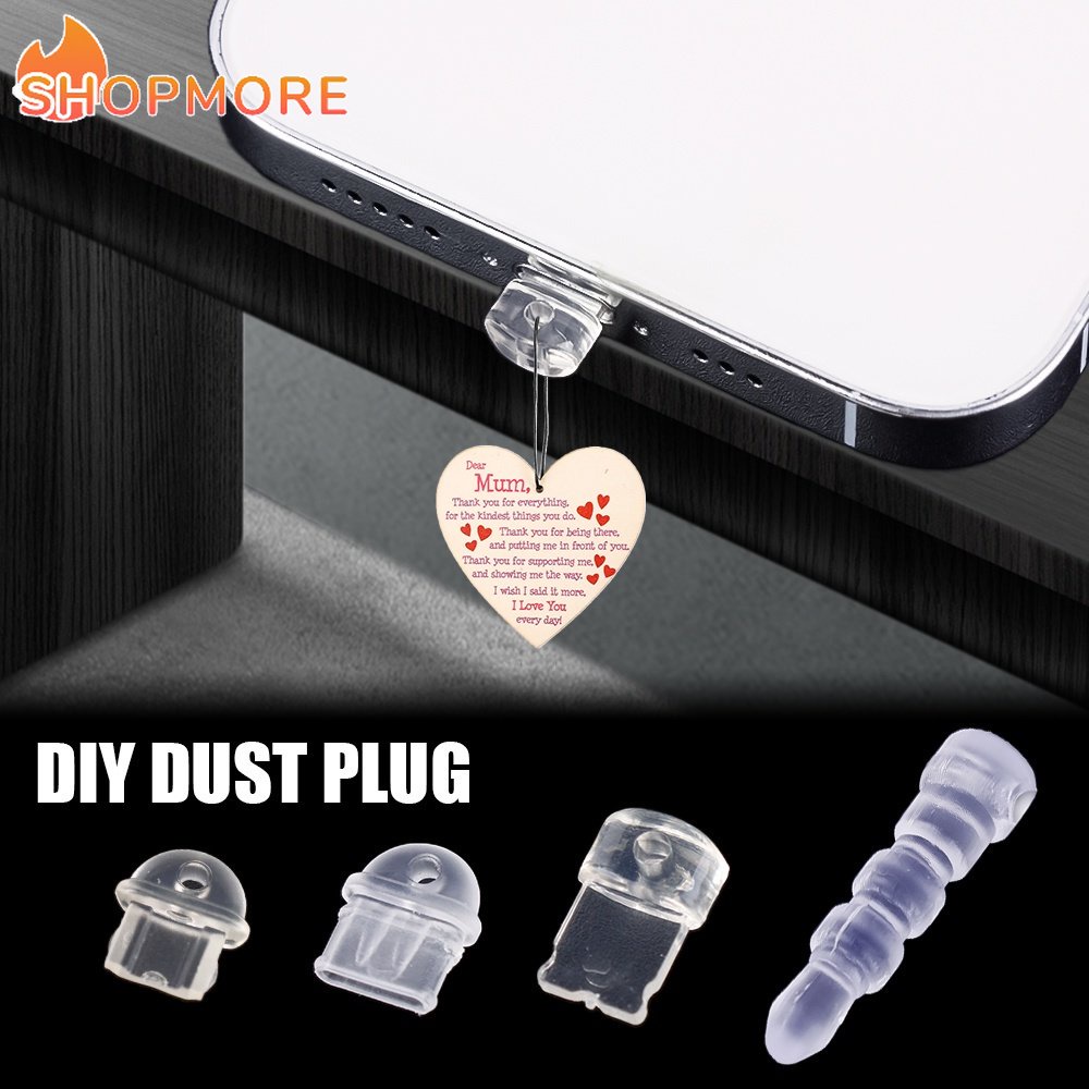 Nắp Đậy Chống Bụi Cho Cổng Sạc Điện Thoại / Tai Nghe Loại C Trong Suốt DIY