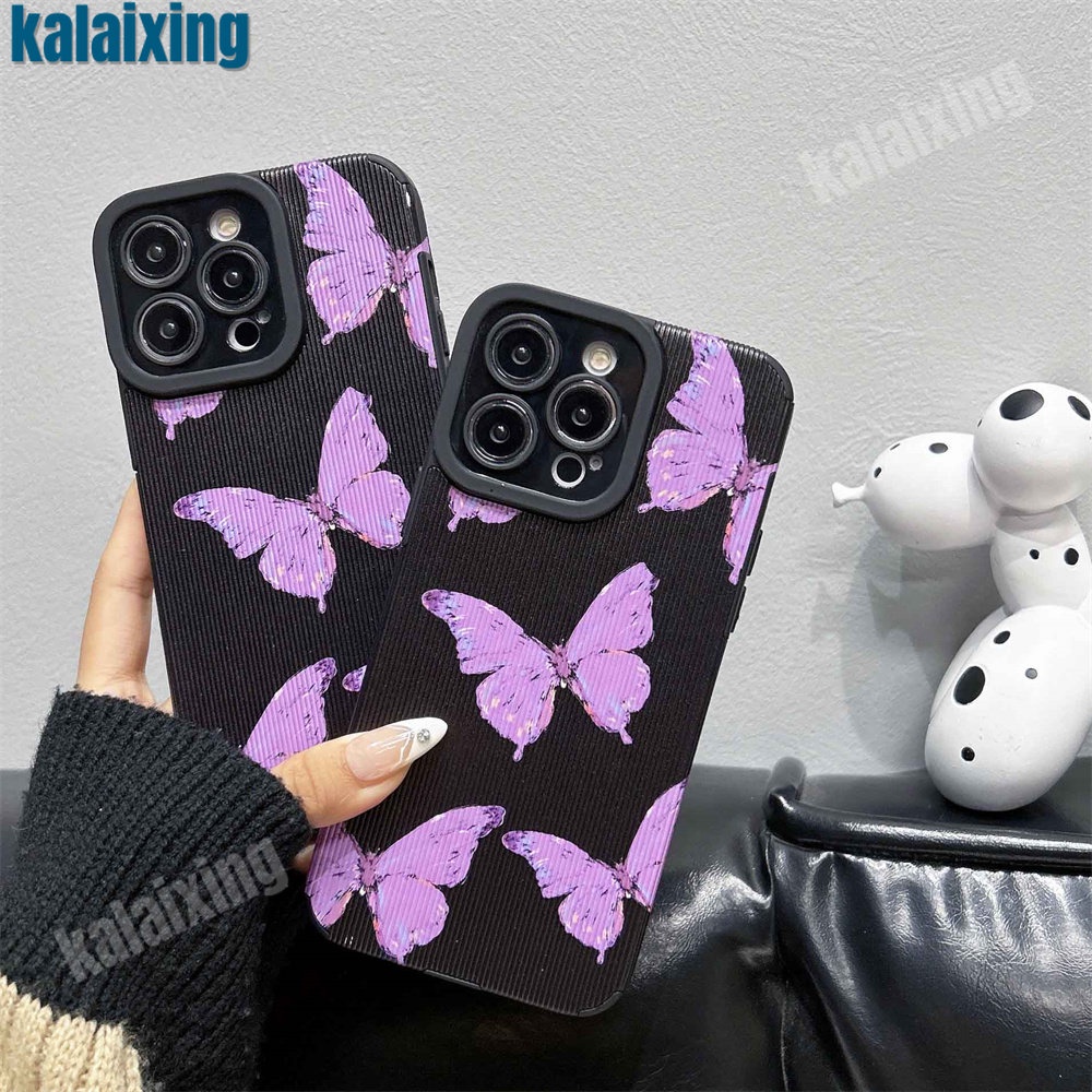 Ốp Điện Thoại Dẻo Viền Đen Họa Tiết Bươm Bướm Cho iPhone 11 12 13 14 Pro Max 14 Plus Xs Max X XR 7 8 Plus