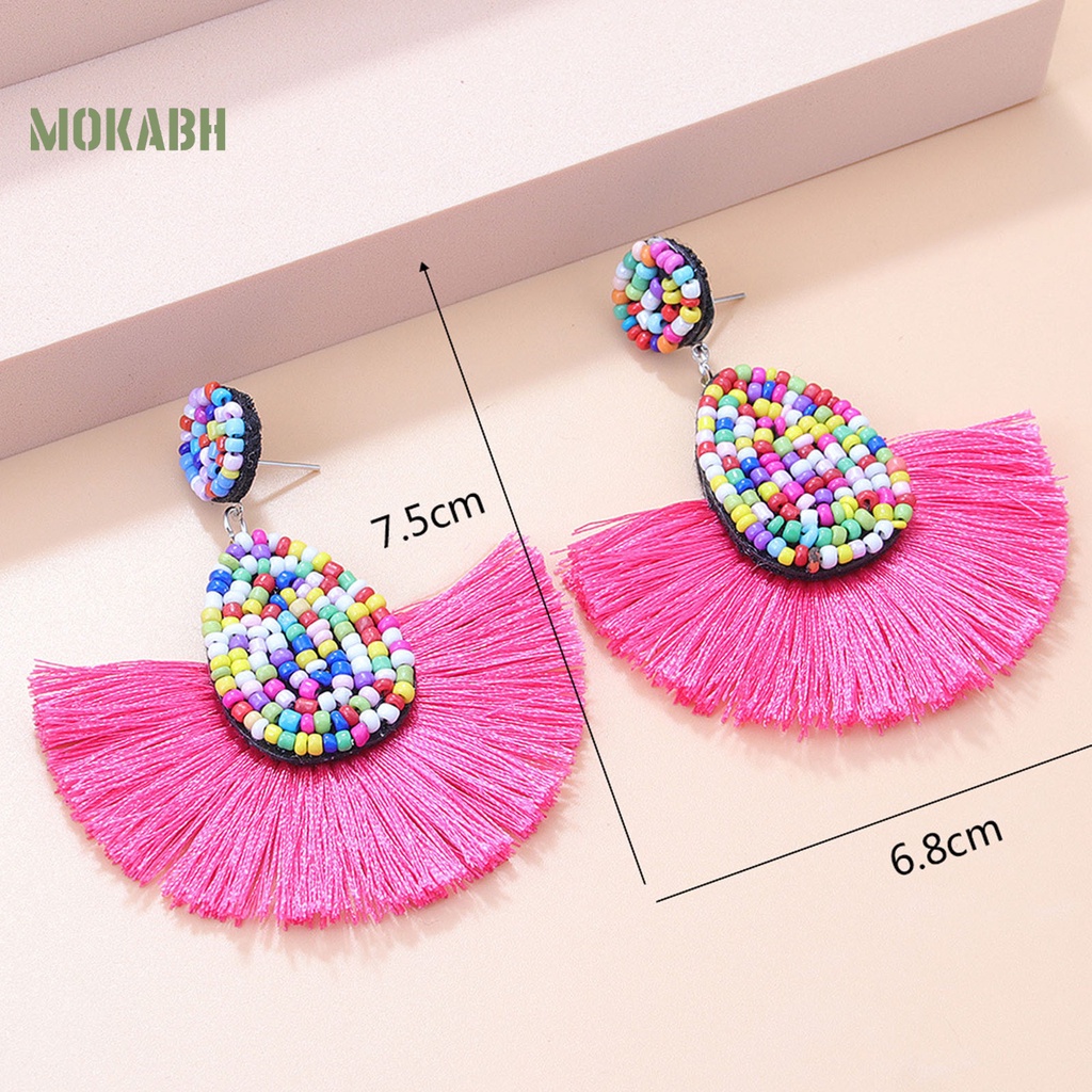 1 Cặp Bông Tai Hình Quạt Phong Cách Bohemia Gọn Nhẹ