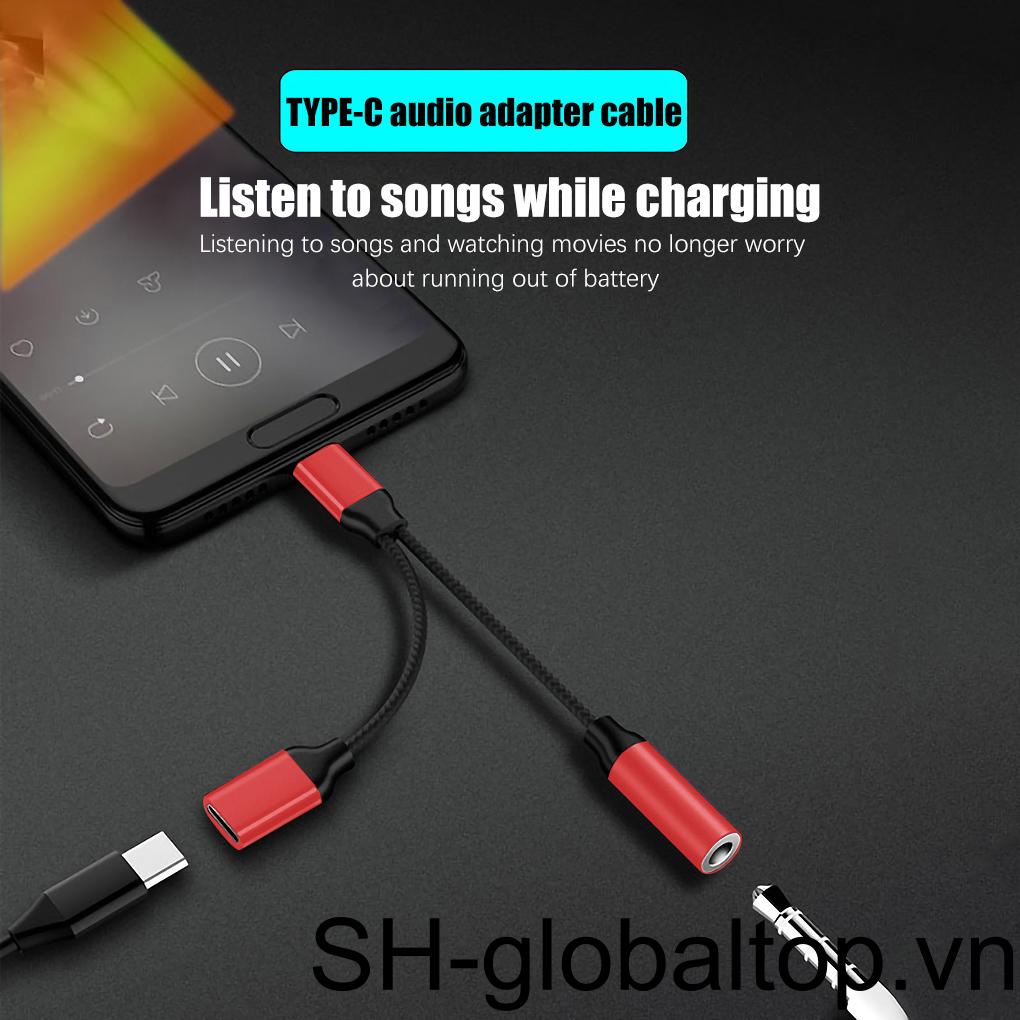 Bộ Chia Cổng Sạc USB Type C Sang 3 5mm 2 Trong 1 Tiện Dụng