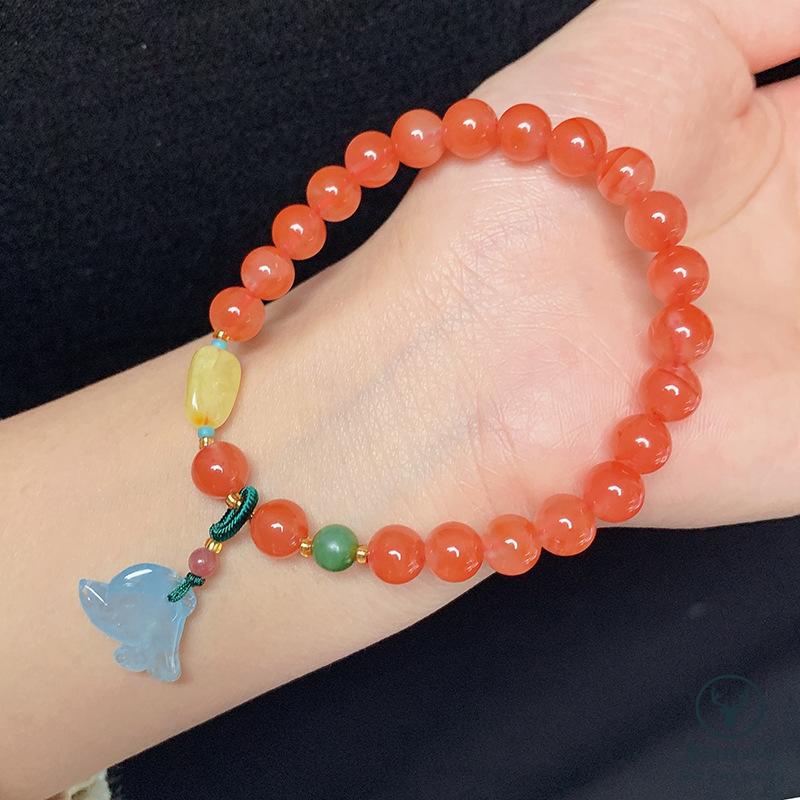 Vòng Đeo Tay Mã Não Tự Nhiên Màu Đỏ Cherry Phong Cách Nam Nữ Phù Hợp Làm Quà Tặng Bán Chạy Nhất Ar