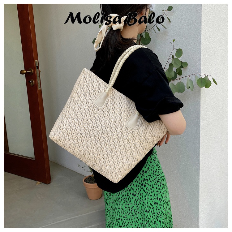 Molisa túi cói đi biển Túi xách nách dễ phối cho nữ 2023 NEW L21T182