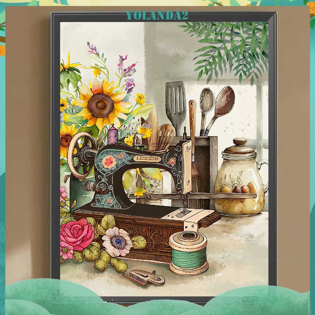 Tranh Đính Đá Kim Cương Toàn Bộ 5D DIY Hình Vẽ Máy May