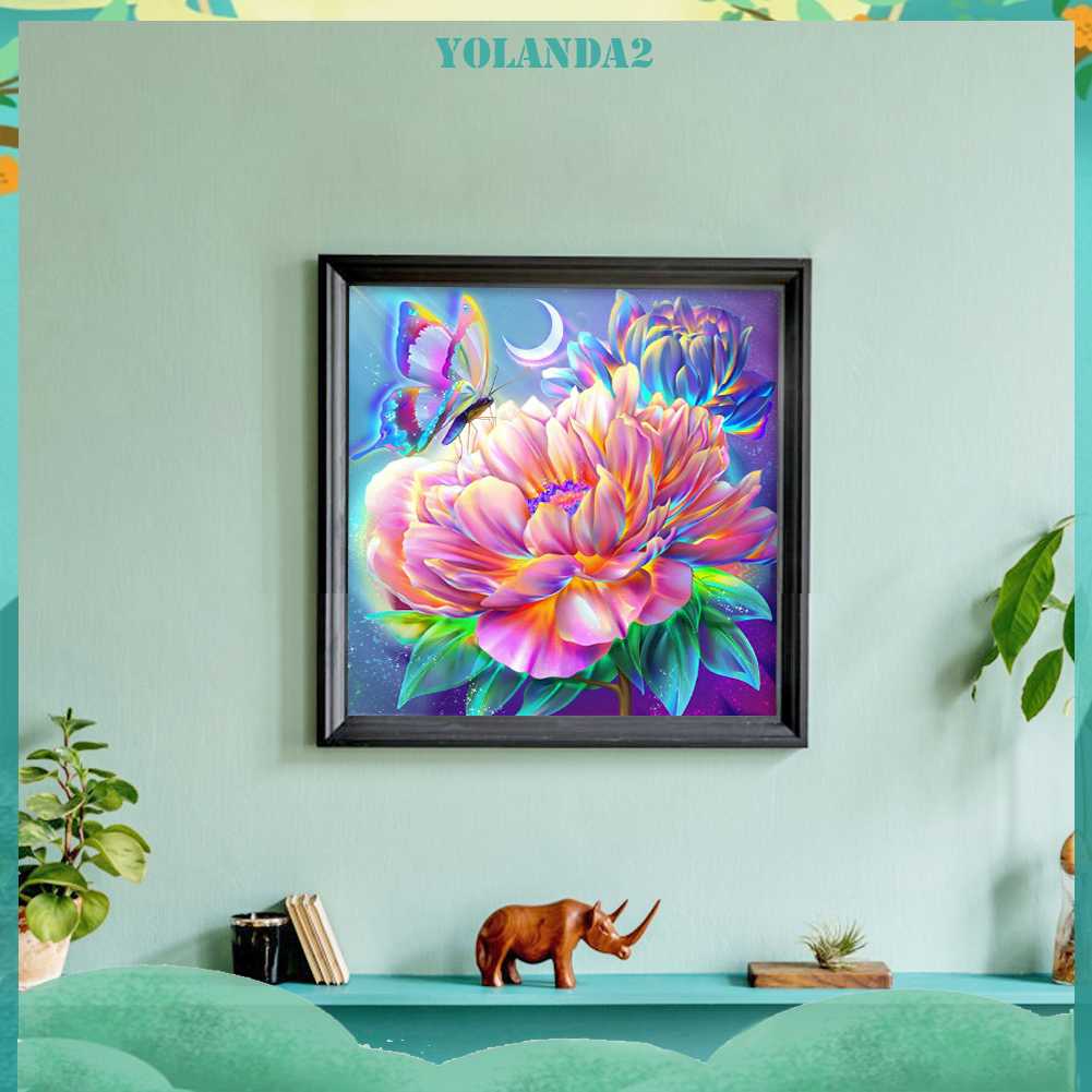 Tranh Đính Đá Kim Cương Toàn Bộ 5D DIY Hình Vẽ Hoa Trang Trí Nhà Cửa