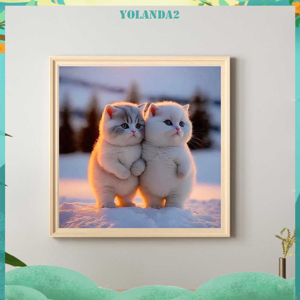 Tranh Đính Đá Kim Cương Toàn Bộ 5D DIY Hình Vẽ Mèo Trang Trí Nhà Cửa