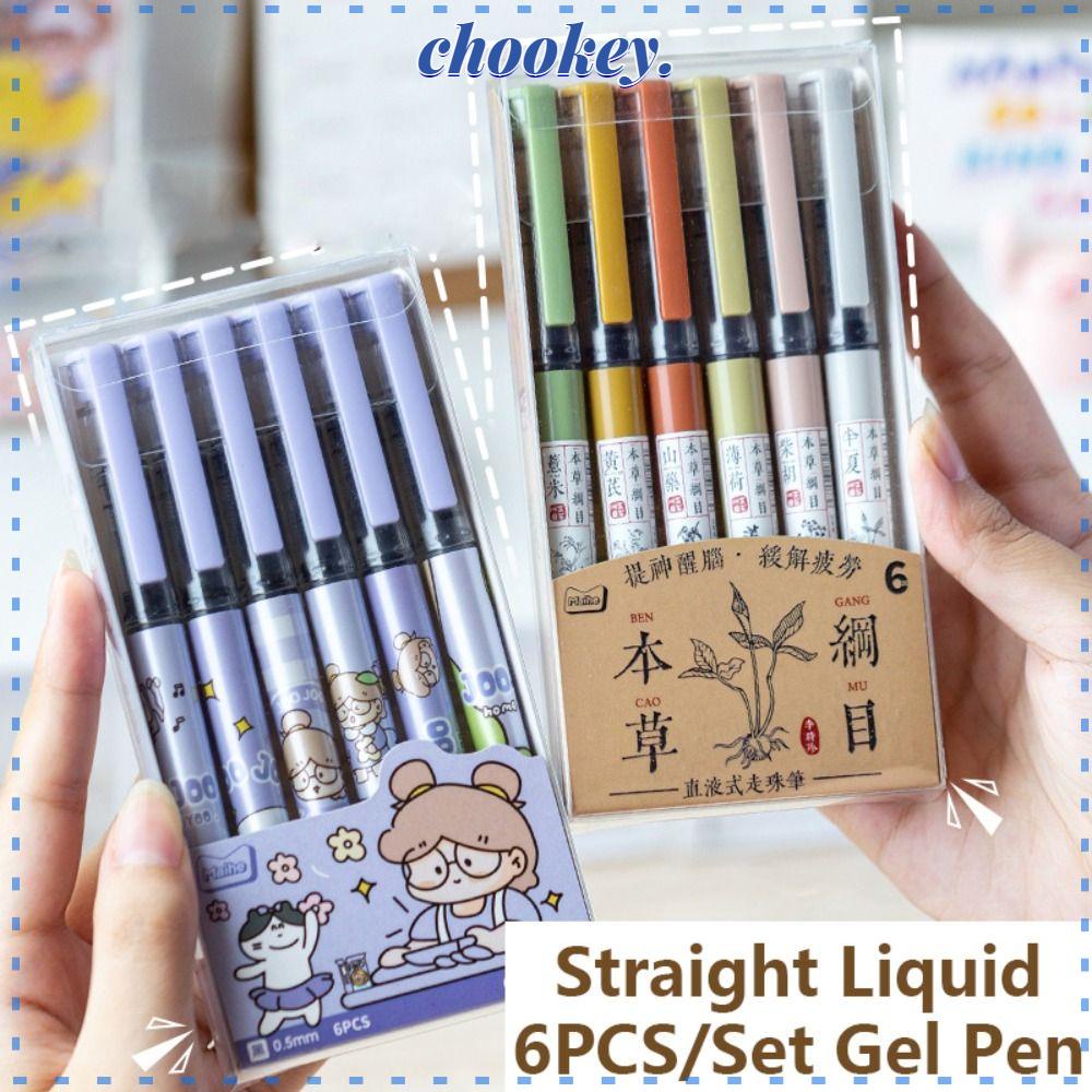 CHOOKEY Set 6 Bút Bi Nhanh Khô Có Độ Phân Giải Cao Tiện Dụng