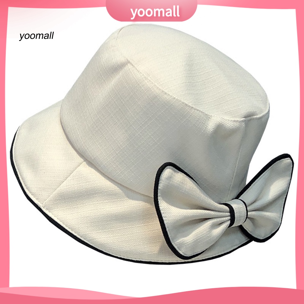 Mũ Tai Bèo Mềm Mại Thoáng Khí Đính Nơ Màu Tương Phản Trang Trí