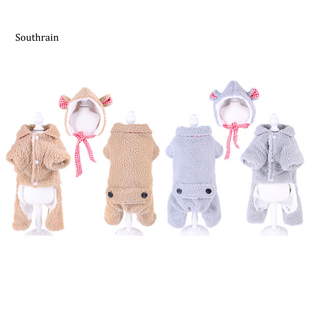 Bộ Áo Liền Quần Bằng Vải Lông Cừu Giữ Ấm Bốn Ống Chân Thời Trang Thu Đông Dành Cho Cún Cưng