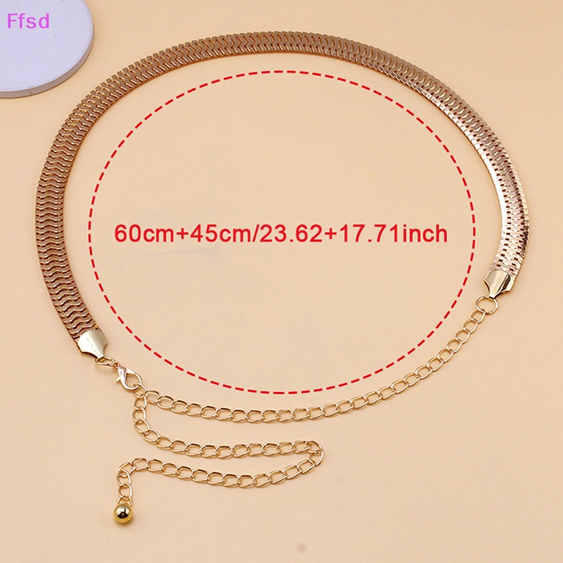 Thắt Lưng Dây Xích Kim Loại Màu Vàng Sáng Tạo Đơn Giản Thời Trang Cho Nữ