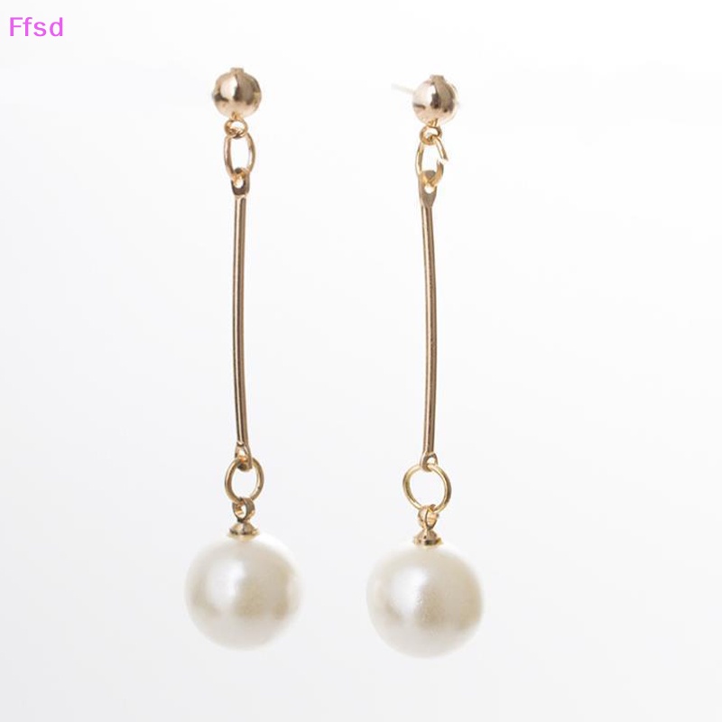 1 Đôi Bông Tai Dáng Dài Đính Ngọc Trai Nhân Tạo Màu Vàng Thời Trang Hàn Quốc Cho Nữ