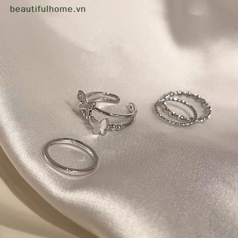 Nhẫn Đeo Ngón Trỏ Bằng Kim Loại Hình Bướm Có Thể Điều Chỉnh Thời Trang Cho Thanh Thiếu Niên [beauty]