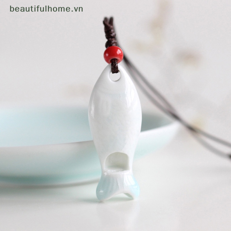 Vòng cổ Mặt Gốm Hình Cá Có Còi Phong Cách Retro