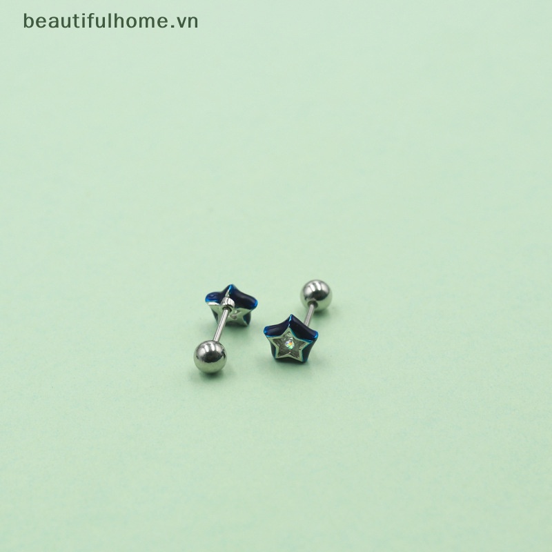 1 Đôi Bông Tai Hình Hoa / Ngôi Sao Đính Đá Zircon Dễ Thương Cho Nữ